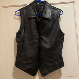Ann Klein Vintage Black Leather Vest